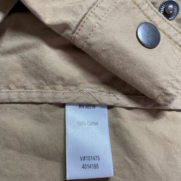 Coldwater Creek Ladies 1X (18) Khaki/Tan zip Front 100% Cotton snap cuffs - Picture 4 of 5